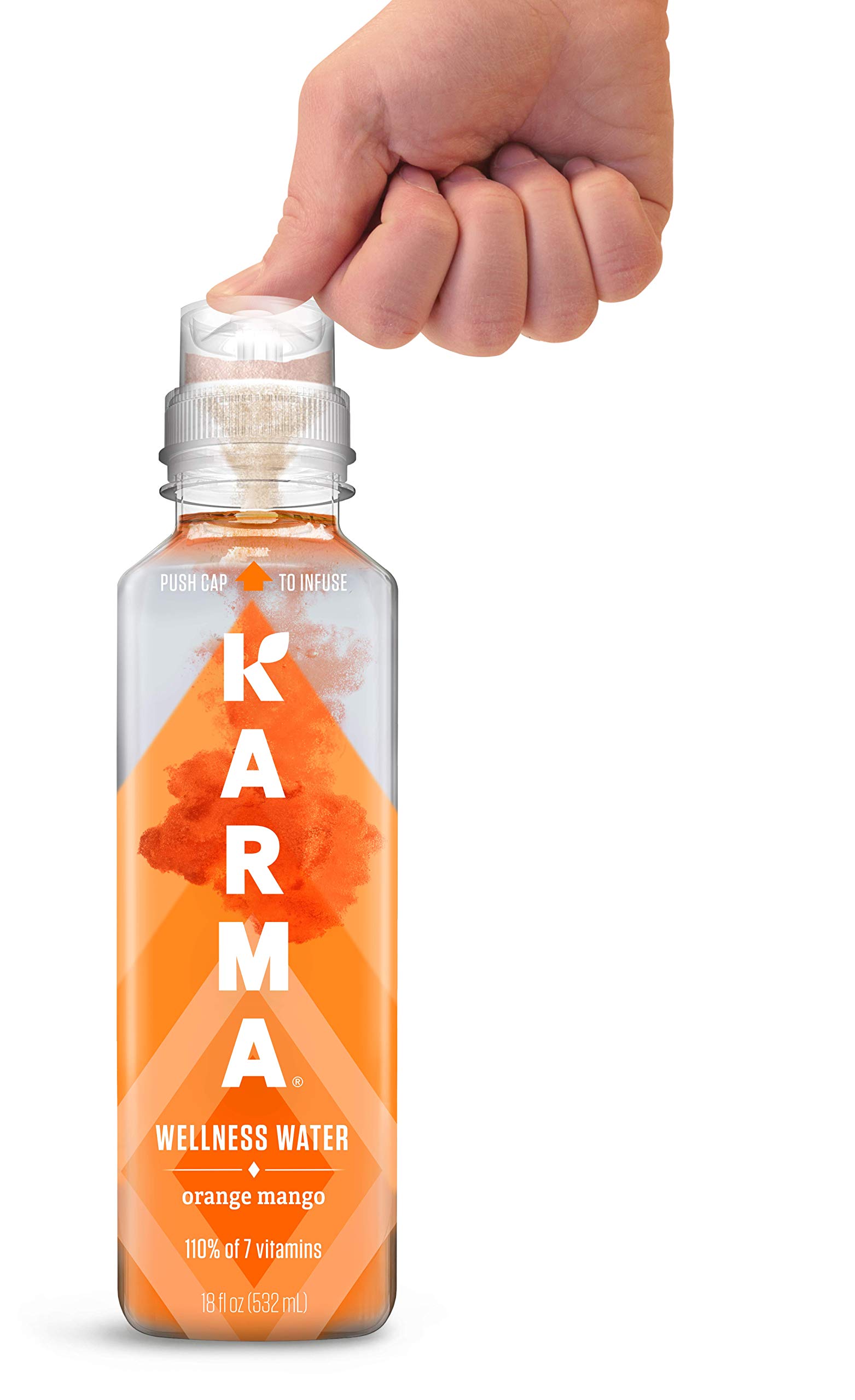 Karma Wellness Flavored Vitamin Water, Orange Mango, Enhance Mental Alertness With Yerba Mate