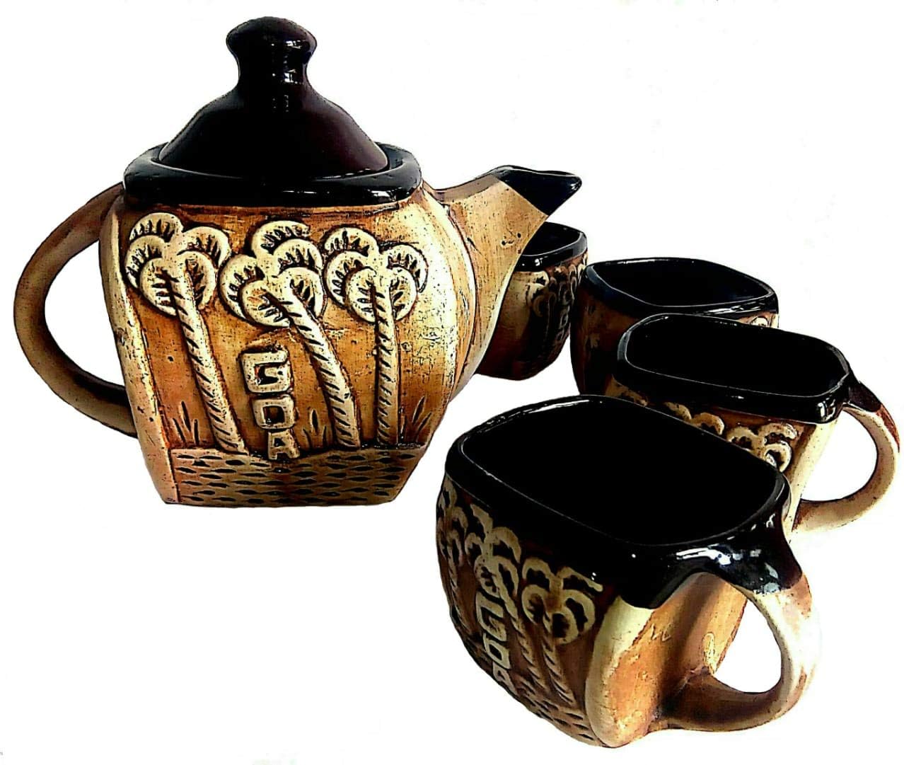 AVICA® Hand Made Handpainted 4 Cups 1 Kettle Tea Set Excellent Gift for Any Occasion: Holidays, Anniversaries, Appreciation
