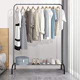 Holdfiturn Clothes Rail Metal Garment Rack with Bottom Shelf Black view 7