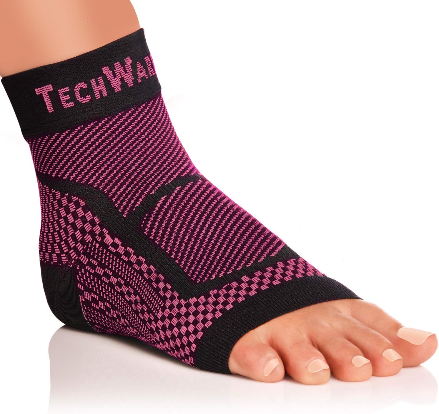 TechWare Pro Ankle Brace Compression Sleeve - Relieves Achilles Tendonitis, Joint Pain. Plantar Fasciitis Sock with Foot Arch Support Reduces Swelling & Heel Spur Pain. Injury Recovery for Sports : Sports & Outdoors