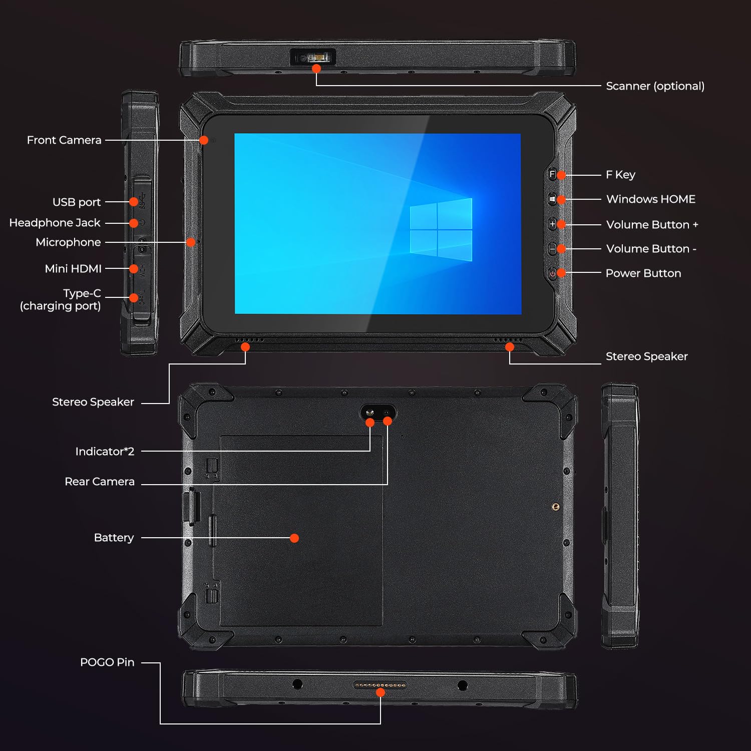 MUNBYN 2025 Rugged Windows Tablet IRT06, 8