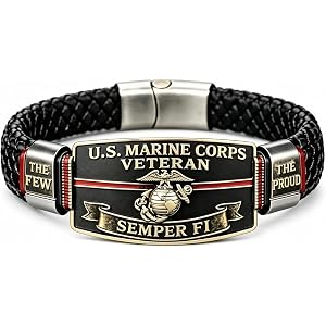 USA Marine Corps “Semper Fi” Bracelet, Semper Fi Bracelet | Army Veteran Bracelets for Men - Marine Corps Gift for Veterans