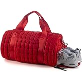 Dassymia Quilted Duffel Gym Bag for Men and Women Carry On Travel Sport Weekender Bag, Red