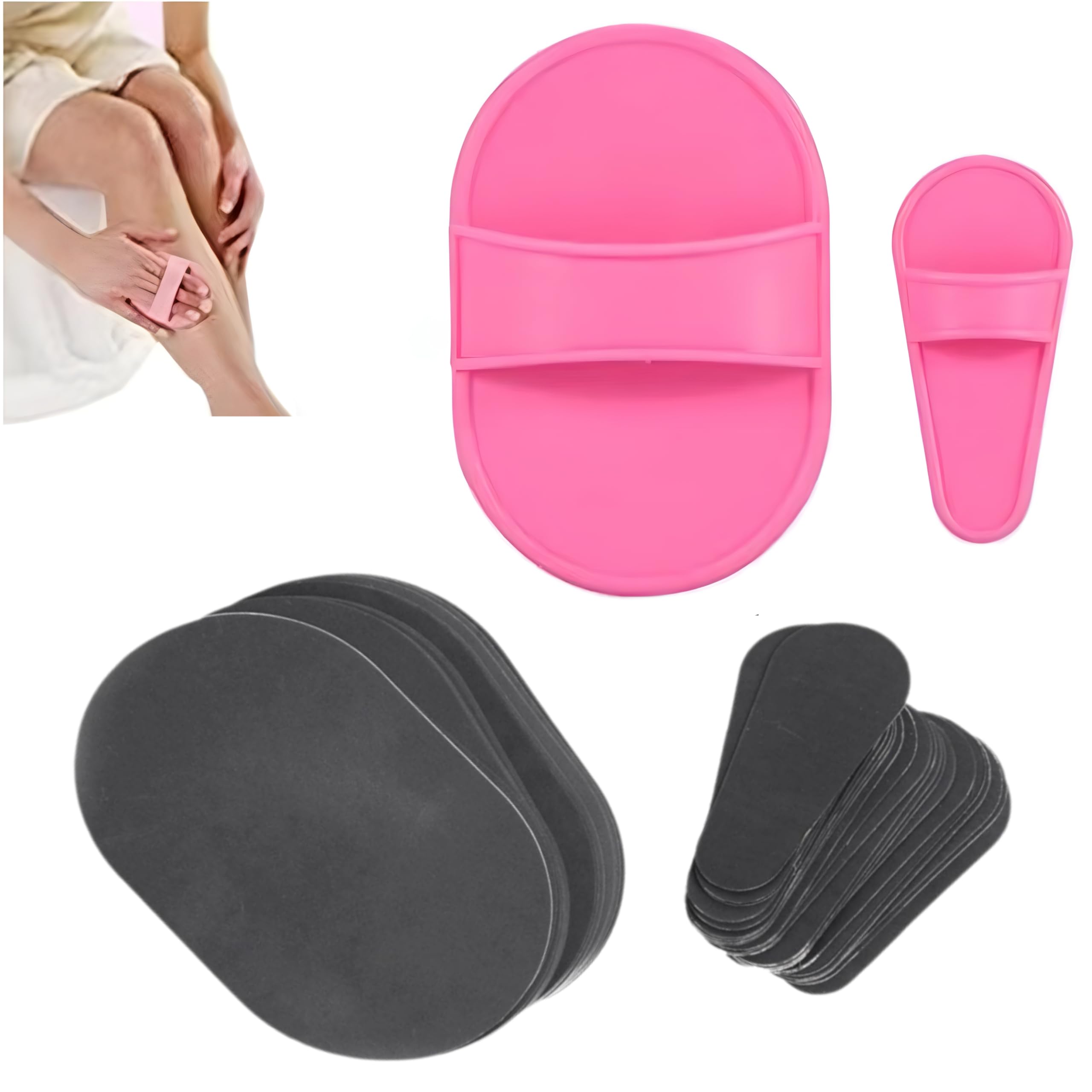 Photo 1 of 100PCS Hair Removal and Exfoliating Buffer Refill Pads – Dual Size Replaceable Sandpaper Strips for Manual Hair Remover Tools, Legs, Face, Bikini, Underarm – No Battery Needed