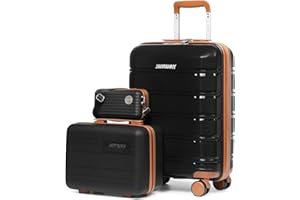 Joyway 20 Inch Carry On Luggage with TSA Lock, Durable Hardshell Suitcase for Travel, Unisex Checked Set for Men and Women Black