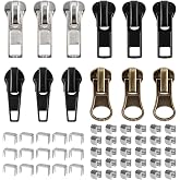 Zipper Repair Kit, Zipper Pull Replacement, #5 Metal Sliders, Bottom and Top Stop, Fix Zip Head On for Repairing Coats, Jackets, Metal Nylon Coil and Plastic Zippers for DIY