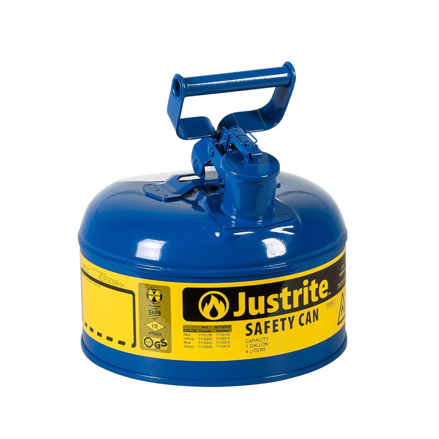 Justrite 7150100 Type I Galvanized Steel Flammables Safety Can, 5 Gallon Capacity, Red: Hazardous Storage Cans: Industrial & Scientific