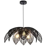 WYYSDWNE 24” Black Boho Large Rattan Chandelier