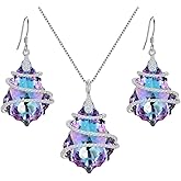 EVER FAITH 925 Sterling Silver Gift Jewelry for Women CZ Baroque Pendant Necklace Earrings Set