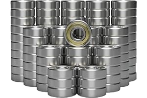SACKORANGE 100 PCS 608-ZZ Ball Bearing - Double Metal Sealed Shielded Miniature Deep Groove Bearings for Furniture Wheel, Skateboards, Inline Skates, Scooters, Roller Blade Skates (8mm x 22mm x 7mm)