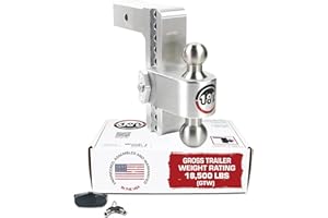 Weigh Safe Adjustable Trailer Hitch Ball Mount - 8" Adjustable Drop Hitch for 2.5" Receiver - Premium Heavy Duty Aluminum Trailer Tow Hitch w/ Stainless Steel Tow Balls (2" & 2 5/16") - 18,500 lbs GTW