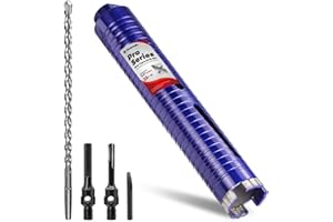 DaduoRi 1-3/4" Core Drill Bit with Pilot Bit & Adapters(SDS Plus and 1/2" Hex), 5/8"-11 Thread, 9.5" Depth, Upgraded-Welded S