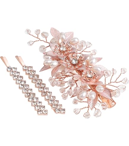 Elegant Women’s Vintage Pink Floral Crystal Hair Barrette Clip Amazon.com : Vintage Pink Flower Hair Clips, Decorative  main image 2