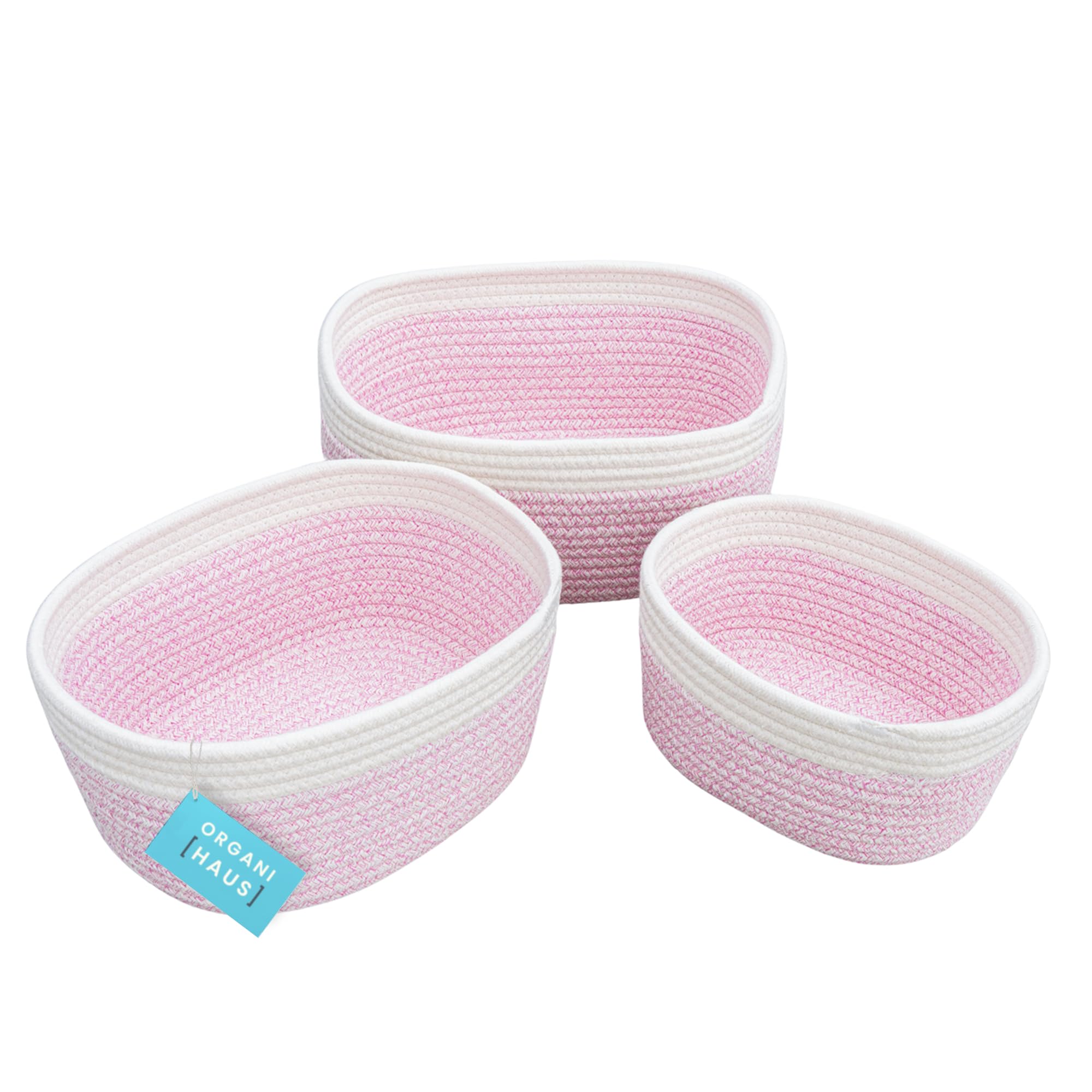 OrganiHaus Set of 3 Pink Baskets for Organizing