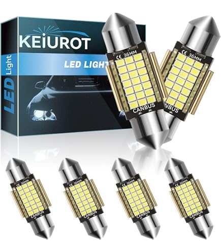 2-Pack LED 36mm C5W 6411 6418 DE3425 Bulbs - Ice Blue 8000K Dome/Map/Trunk/License Plate Lights For Cars | 12V Extremely Bright 3030 SMD - View #3