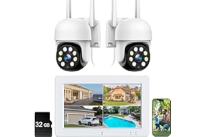 MOSBOK Security Camera System, 3MP Wireless Cameras Outdoor, WiFi connect to NVR with 7'' Monitor Touchscreen, 4CH 32GB SD, AUTO-Pair, Plug-in-Play, 3 Night Vision,24/7 Record, 2 Way Audio, Home Surveillance