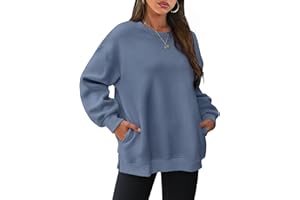 WIHOLL Womens Oversized Sweatshirts Crewneck Long Sleeve Tops Fleece Pullover Fall Fashion Clothes with Pocket