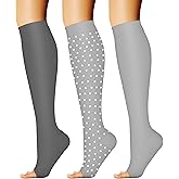 CHARMKING 3 Pairs Open Toe Compression Socks for Women & Men Circulation 15-20 mmHg is Best Support for All Day Wear
