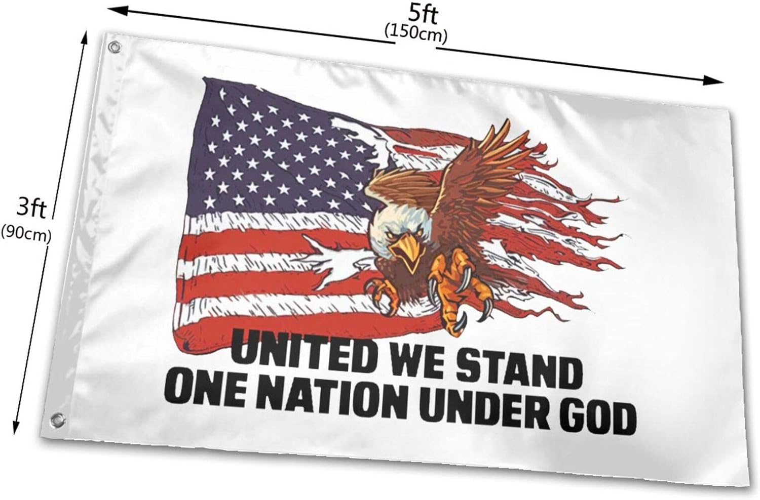 United We Stand One Nation Under God Flag 3' X 5' Indoor Outdoor Banner Home Garden Decoration One Side: Home & Kitchen