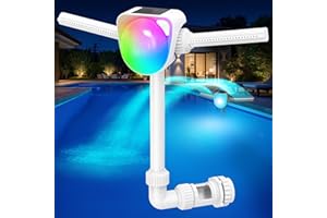 KSHEAT Solar Pool Fountains for Above/Inground Pools with 7 Vibrant Lights, 360° Adjustable Dual Spray Pool Sprinkler Fountain, Dynamic Lighting Pool Waterfall, Above Ground Pool Fountain for Cool & Relax