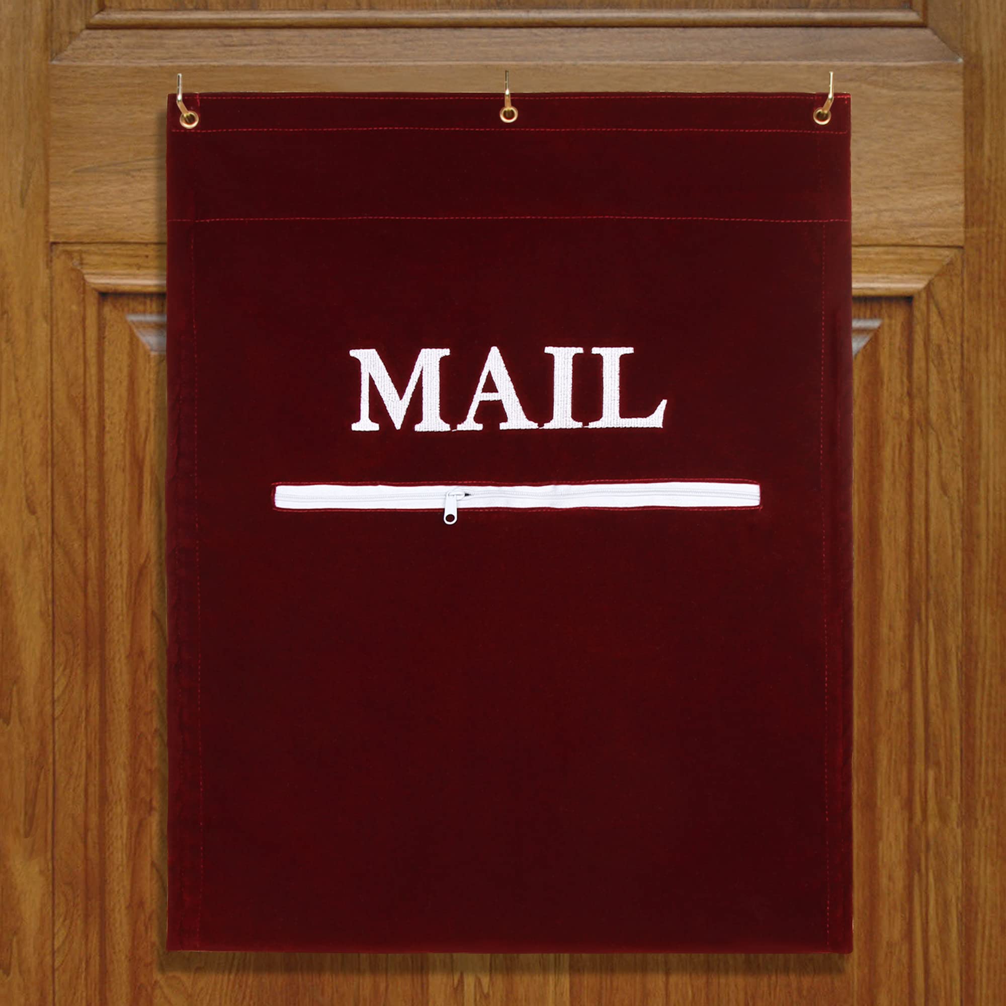 Mail Catcher for Mail Slots Letter Bag Post Efficient Organizer for Home Office and Garage Doors Basket Letter Cage Door Bag (Maroon)…