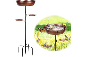Olpchee Metal Bird Bath for Outdoor - Garden Bird Bath with Removable Bowl Heavy-Duty Base, Winter Birdbath Feeder Rust-Proof Birdbaths for Garden Yard Lawn Decor, Easy to Install(Bronze)