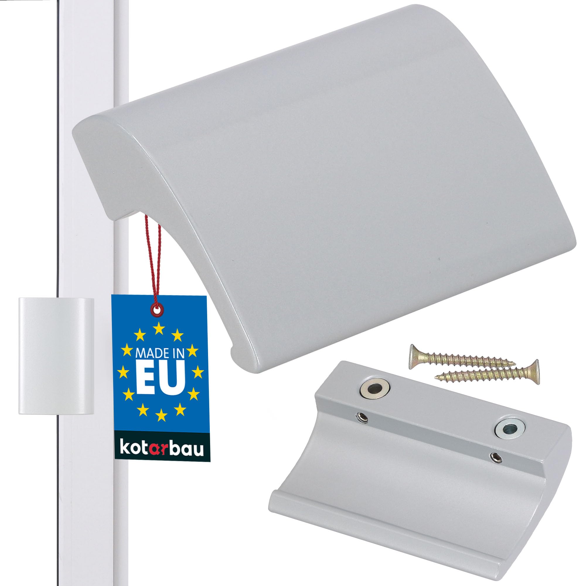 KOTARBAU Balcony Door Handle Silver – Terrace Door Handle DE Luxe – Secure – Universal Pull Handle – Aluminum Balcony Handle
