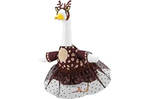 EKOREST Christmas Reindeer Porch Goose Outfits for 23 Inch Lawn Statue, Xmas Deer Costume for Plastic/Cement Statue, Duck Sculpture Clothes for Yard Winter Decoration