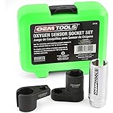 OEMTOOLS 37110 Oxygen Sensor Socket Set, 3 Piece O2 Sensor Wrench Kit with Case, 22mm O2 Sensor Socket Tools for 3/8 Drive and 1/2 Drive Sensor Remover And Installer, Oxygen Sensor Wrench
