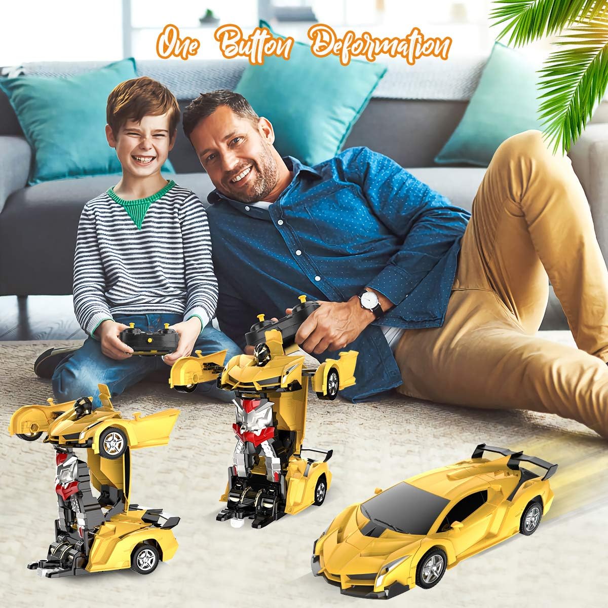 Desuccus Remote Control Car, Transform Robot RC Car for Kids, 2.4Ghz 1:18 Scale Model Racing Car with One-Button Deformation, 360°Drifting, Transforming Robot Car Toy Gift for Boys and Girls: Toys & Games