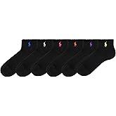 POLO RALPH LAUREN womens Performance Cotton Ankle Socks - 6 Pair Pack - Breathable Mesh & Sport Cushioning
