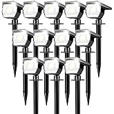 Peasur 12 Pack Solar Lights Outdoor, Solar Spotlights Outdoor Waterproof 3 Modes, 2-in-1 Auto On/Off Solar Spot Landscape Lighting Outside for Tree Plants Yard Garden Pathway
