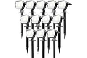 Peasur 12 Pack Solar Lights Outdoor, Solar Spotlights Outdoor Waterproof 3 Modes, 2-in-1 Auto On/Off Solar Spot Landscape Lighting Outside for Tree Plants Yard Garden Pathway