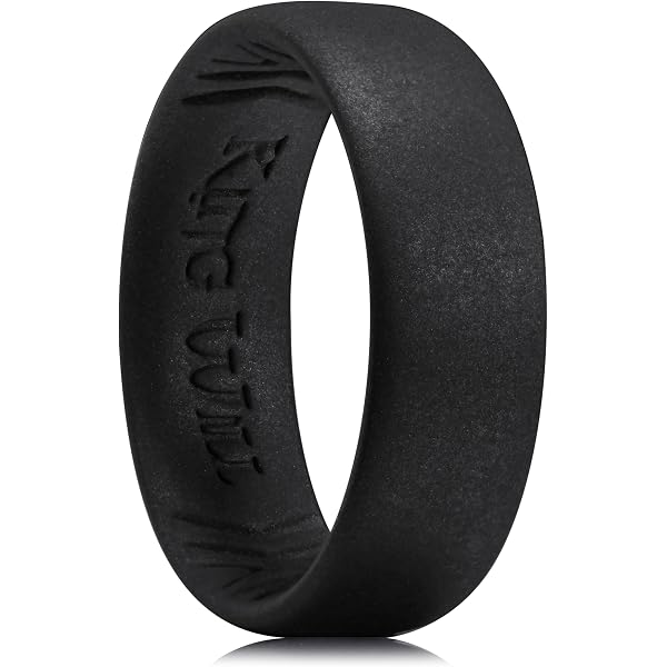 BULZi Massaging Silicone Wedding Band - Breathable Comfort Fit For Men & Women (Black Hammered, Size 11)