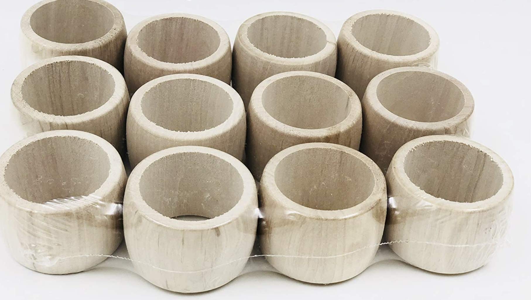MGI DEVELOPPEMENT Wood Round Napkin Rings, Set of 12 - Traditional French Craft, Untreated for Personalization