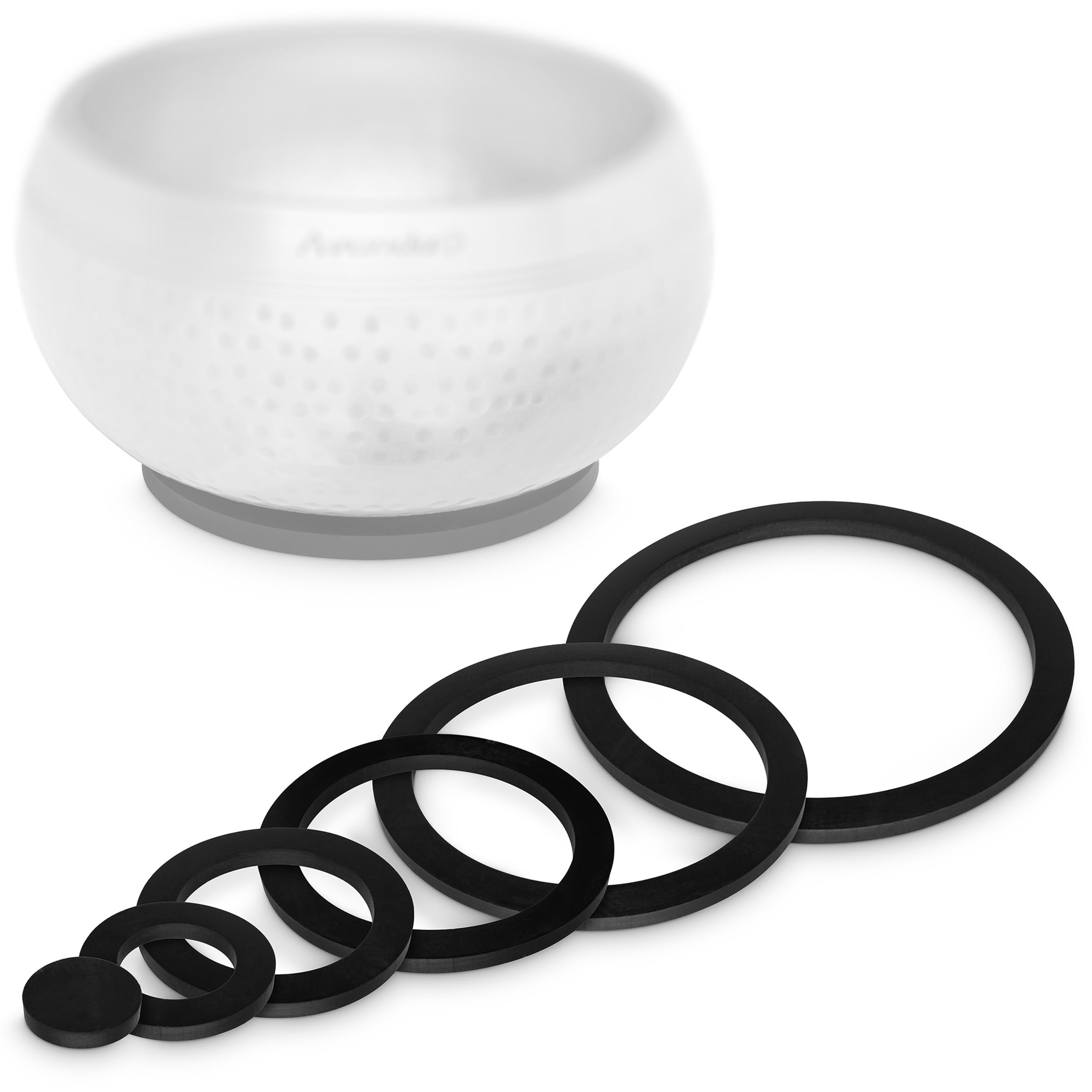 Singing bowl O-ring set for extra stability and better resonance, 6 rubber rings from Ø 3 to 13 cm for very small (Ø 5 cm) to very large (Ø over 50 cm) singing bowls