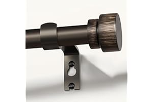 Lootkell Modern Antique Brown Curtain Rods for Windows 66 to 120 Inches Adjustable Length Heavy Duty 1" Diameter Window Rod with Decorative Finials for Outdoor Farmhouse Bedroom Kitchen Living Room