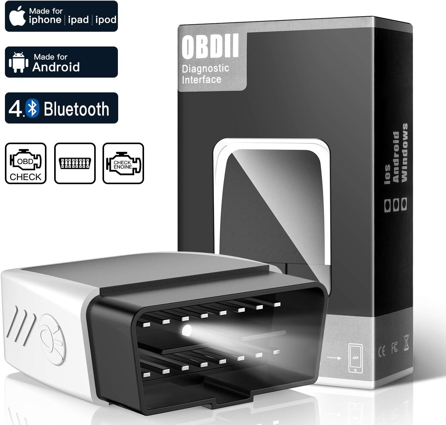 POVO OBD2 Scanner Bluetooth Car Diagnostic Scan Tool Universal Fault Code Reader OBDII for iOS iPhone iPad Android
