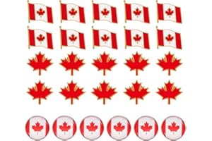 Canada Pins for Travel, Set of 26 Canada Pins, Metal Enamel Canadian Waving Flag Pin Men Women, Round Canadaian Flag Pin Broo