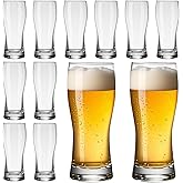 Reallnaive 12 Set Beer Glasses 15. 5 oz Pint Glasses Cups for Craft Beer, Classic Pilsner Glass Solid Glassware Tall British Drinking Cup Bulk Premium Tumbler for Men Bars Party