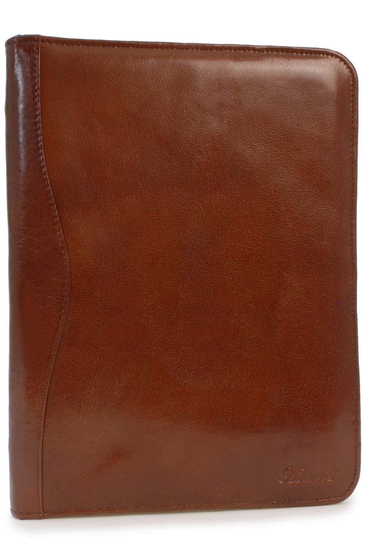 Ashwood - Men's Leather A4 Zip Conference Folder - Presentation Portfolio Folder - Document Holder with Pen & Business Card Pockets - Chestnut