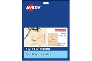 Avery Kraft Brown Postcards, 4.25" x 5.5", Laser/Inkjet, 80 Printable Postcards, Also Great for Thank You Cards and Invitatio