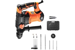 Uargd 1-1/4 Inch SDS-Plus Rotary Hammer Drill, 13 Amp Corded Tool with Vibration Reduction & Safety Clutch, Heavy-Duty Chippi