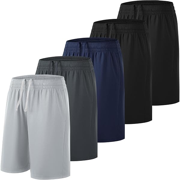 Pack De 3 Pantalones Cortos Deportivos Para Hombre Con Bolsillos Con Cremallera - Cintura Alta, Ajuste Holgado