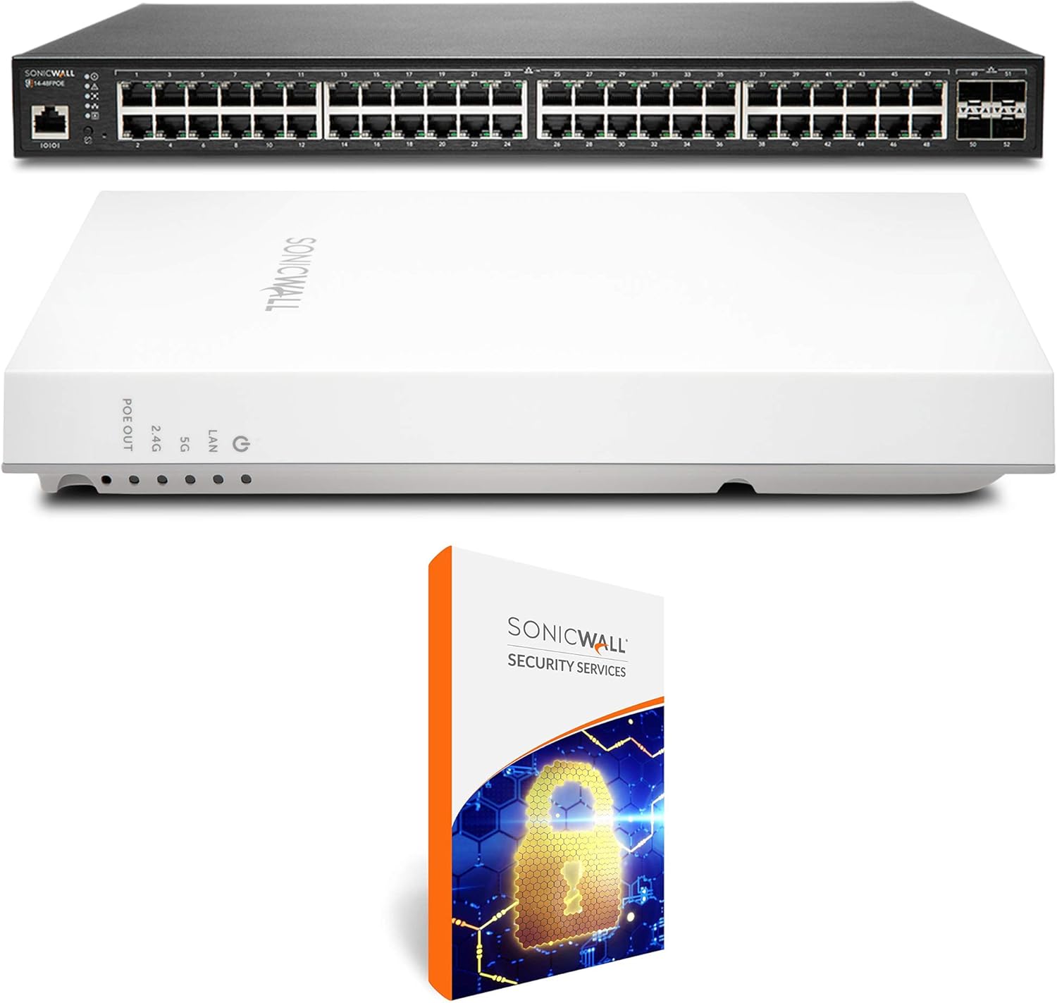 SonicWall 48 Port Gigabit PoE Switch SWS1448FPOE with 1YR