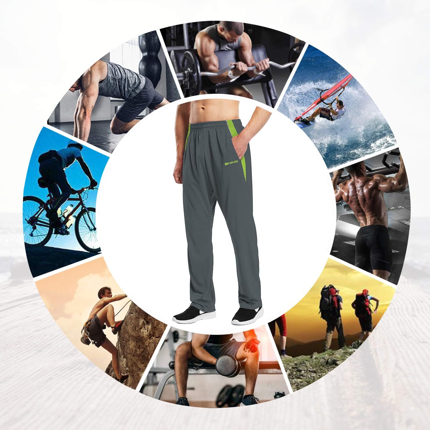 1994Fashion Mens Sweatpants Open-Bottom Workout Jogger Pant with Pockets: Clothing