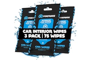 Fortress Car Interior Wipes (25 ct, Pack of 3) for Car Interior Cleaning, Dashboard, Seats, Detailing, and Steering Wheel [Travel Size] Skin-Safe Car Interior Cleaner Supplies