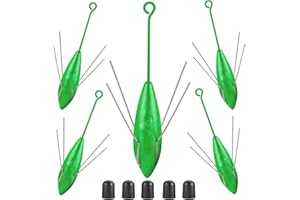 PFEIBK 5 PCS Sputnik Sinkers Surf Fishing Weights, Lead Sputnik Weights for Surf Fishing with Long Tail, Surf Casting Fishing Sinkers and Weights in Saltwater Catfish Beach Sand Ocean Fishing