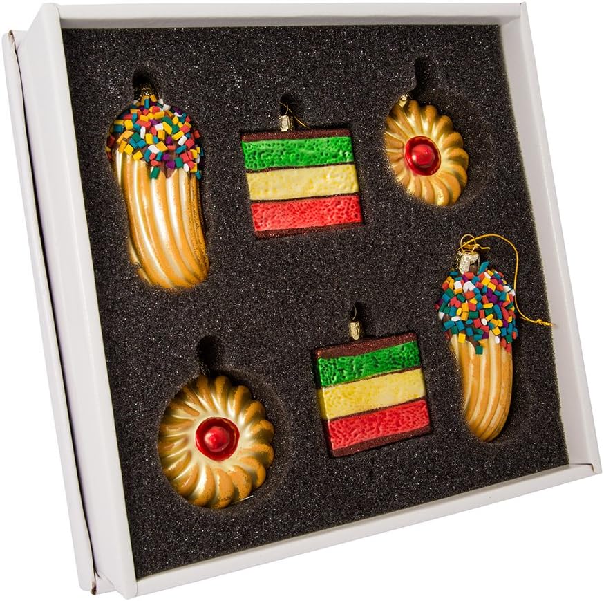 Kurt Adler 2-Inch-3-Inch Noble Gems Glass 6-Piece Cookie Ornament Set