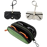 TOPTHY Double Eyeglasses Case with 2 Soft Leather Portable Sunglasses Holder for Purse Men and Women